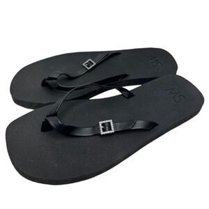 Stuart Weitzman Sandals Womens Size 7B Black Rhinestone Flip Flops‎